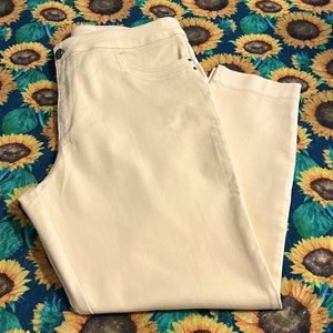 CHRISTOPHER & BANKS PALE YELLOW STRETCH ANKLE PANT 14 AVERAGE